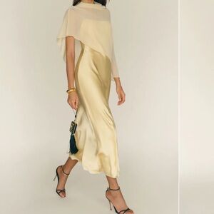 Reformation Lilibeth Silk dress in Blondd